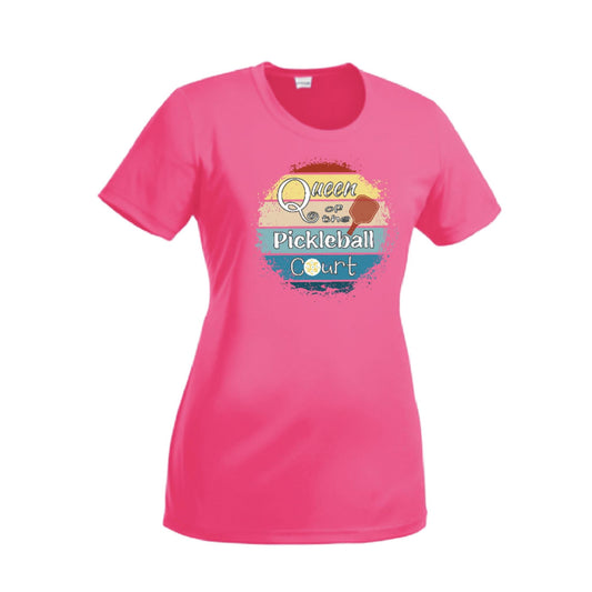 Queen of the Pickleball Court | Women’s Short Sleeve Crewneck Pickleball T-Shirts | 100% Polyester