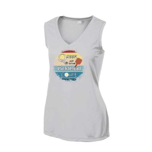 Queen of the Pickleball Court | Women’s Sleeveless Athletic Performance T-Shirt | 100% Polyester