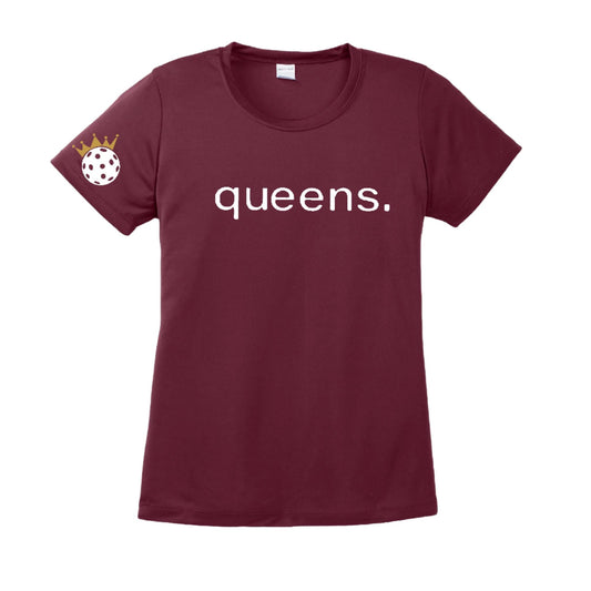 Queens With Crown | Clearance Women’s Short Sleeve Crewneck Pickleball Performance T-Shirts | 100% Polyester