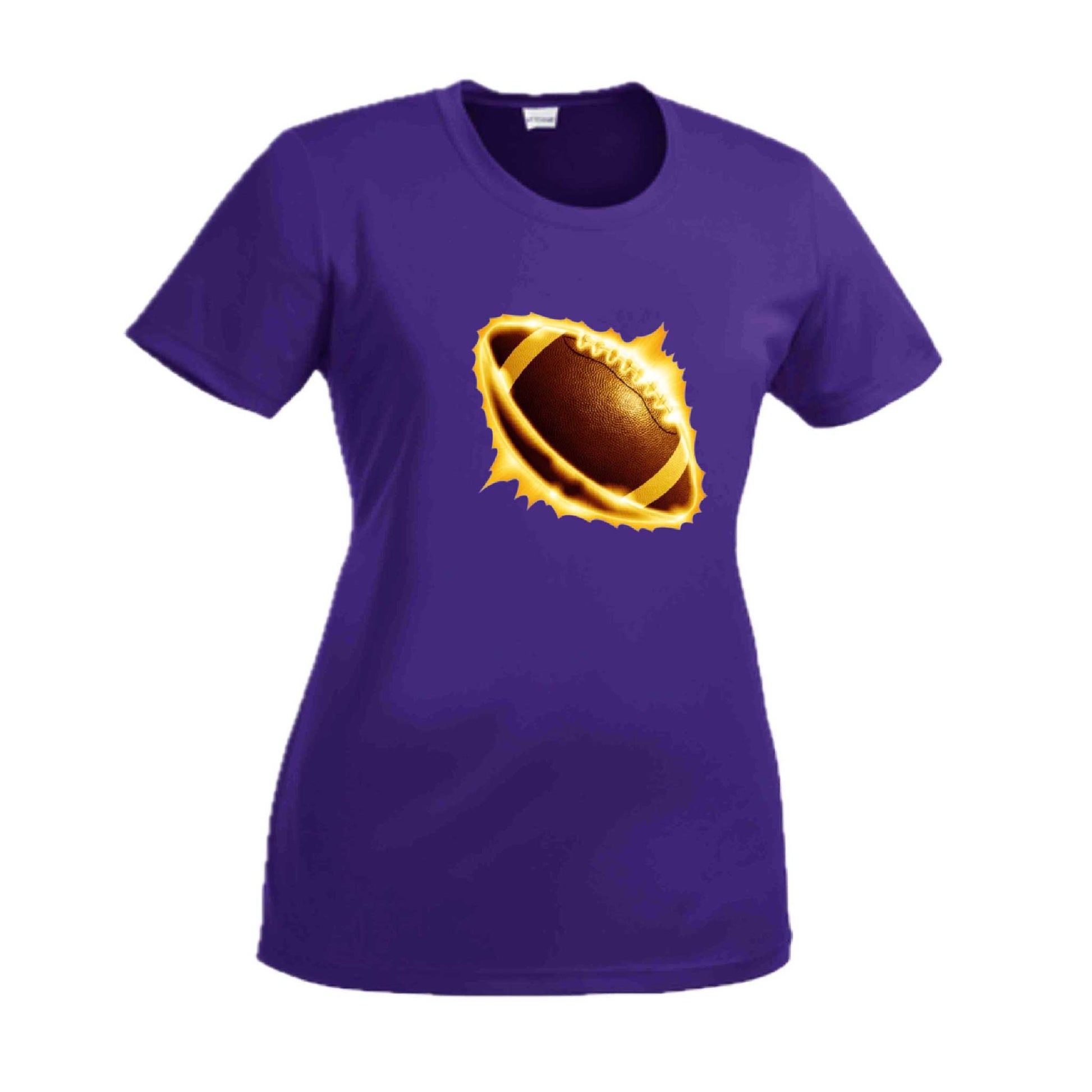 Radioactive Football | Women’s Short Sleeve Crewneck Football T-Shirts | 100% Polyester