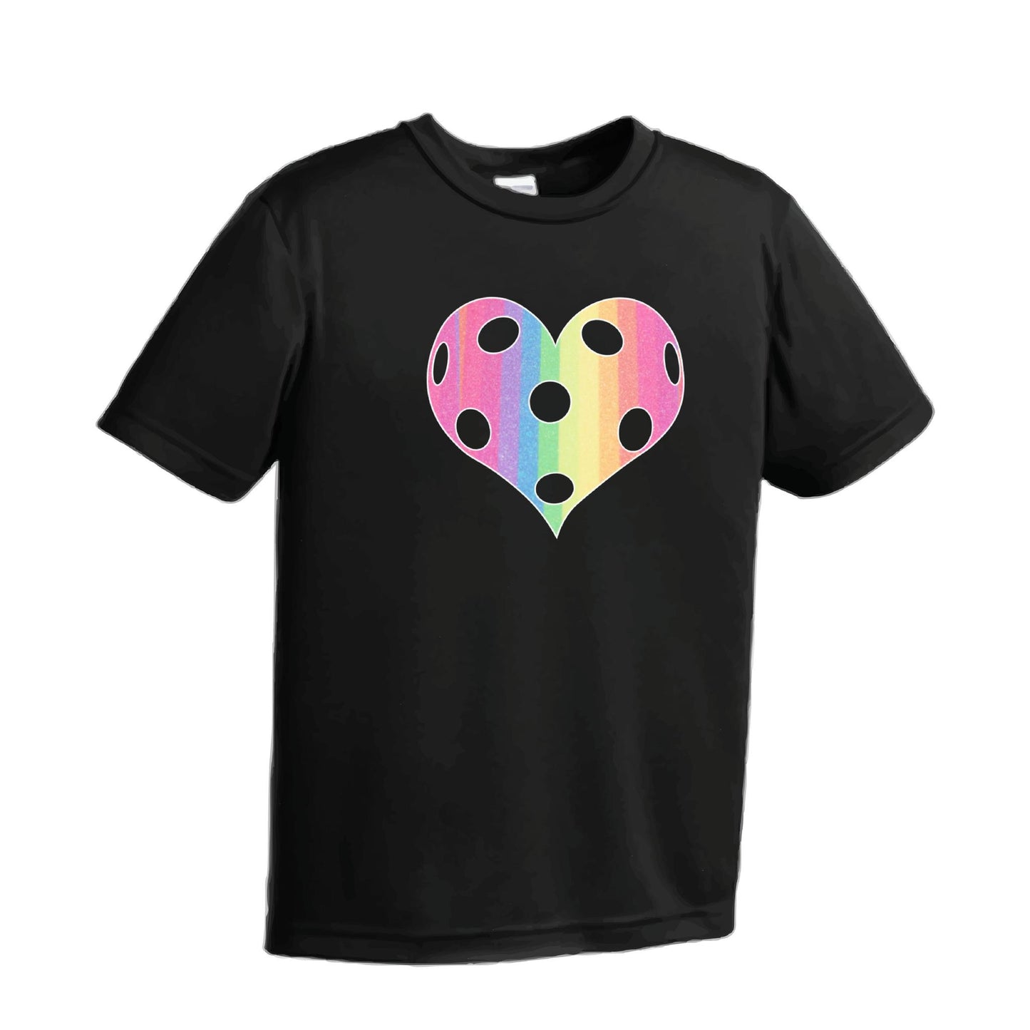 Rainbow Pickleball Heart | Men's Short Sleeve Athletic Performance T-Shirt | 100% Polyester