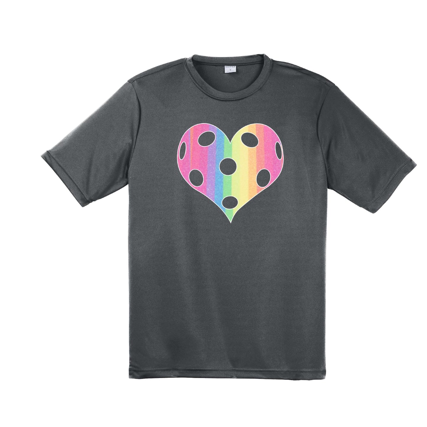 Rainbow Pickleball Heart | Men's Short Sleeve Athletic Performance T-Shirt | 100% Polyester