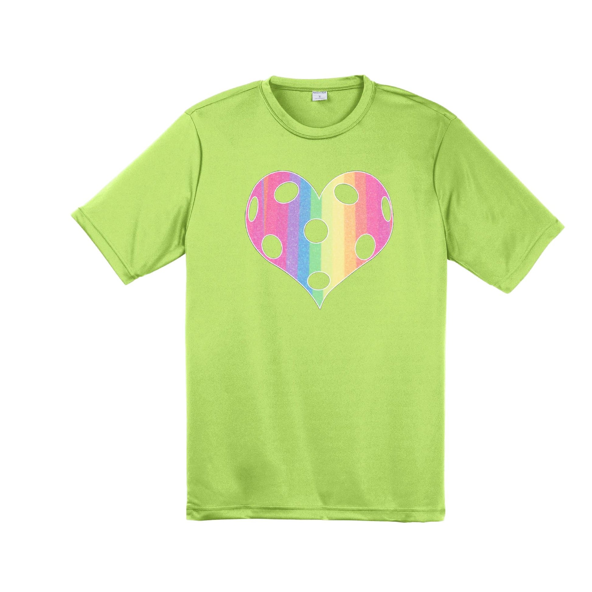 Rainbow Pickleball Heart | Men's Short Sleeve Athletic Performance T-Shirt | 100% Polyester