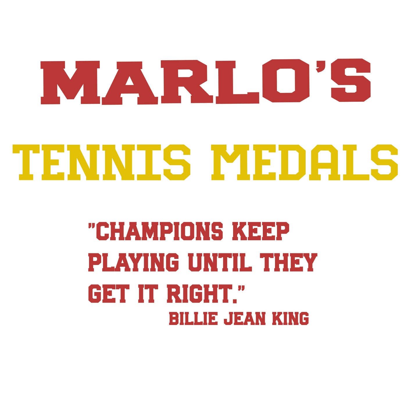 Custom Tennis "Champions Keep Playing Until They Get It Right" Trophy Display Rack | Sports Tournament Award Hanger