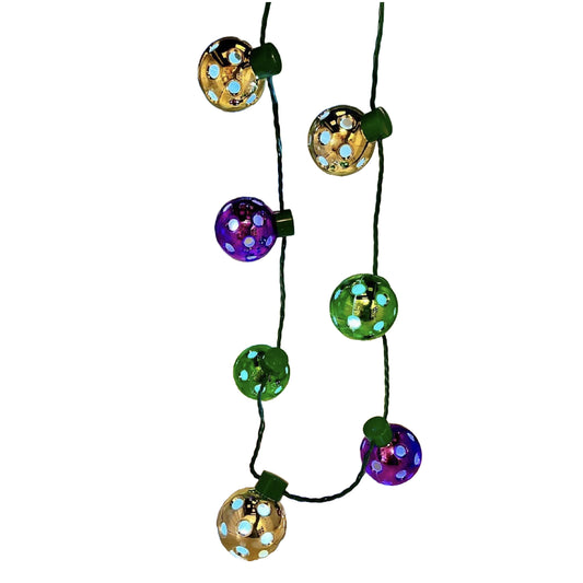 Mini Pickleballs Mardi Gras Flashing Necklace | Fun Pickleball Gifts