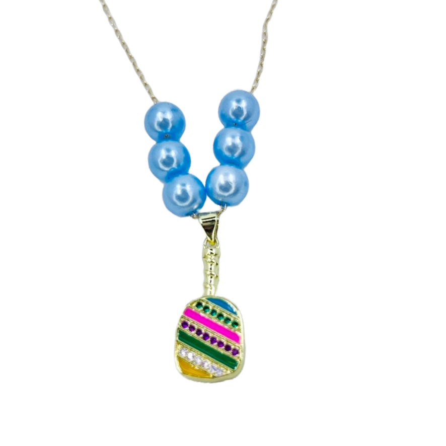 Cubic Zirconia Pickleball Paddle Necklace And Earrings | Pickleball Jewelry | Fun Pickleball Gifts