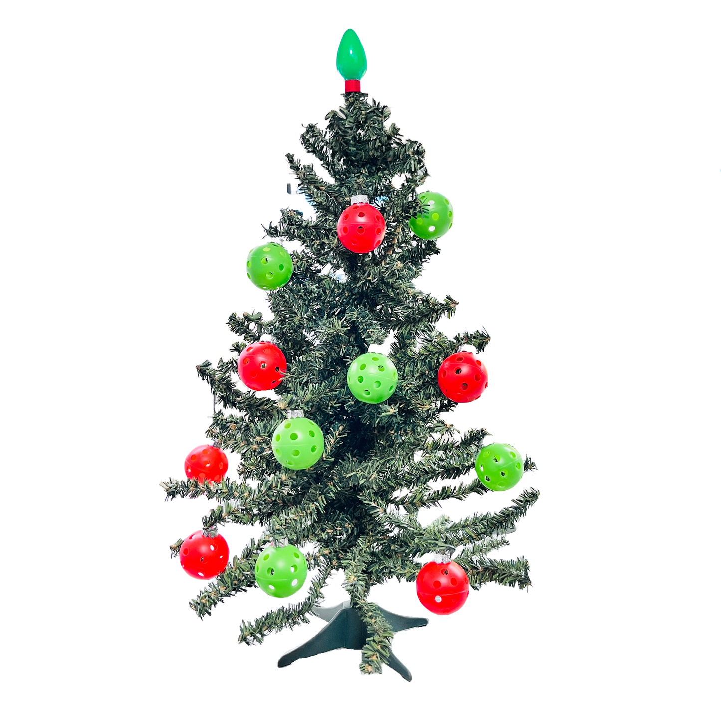 Mini Green Christmas Tree With 24 Mini Pickleball Ornaments | Pickleball Christmas Gifts And Decor