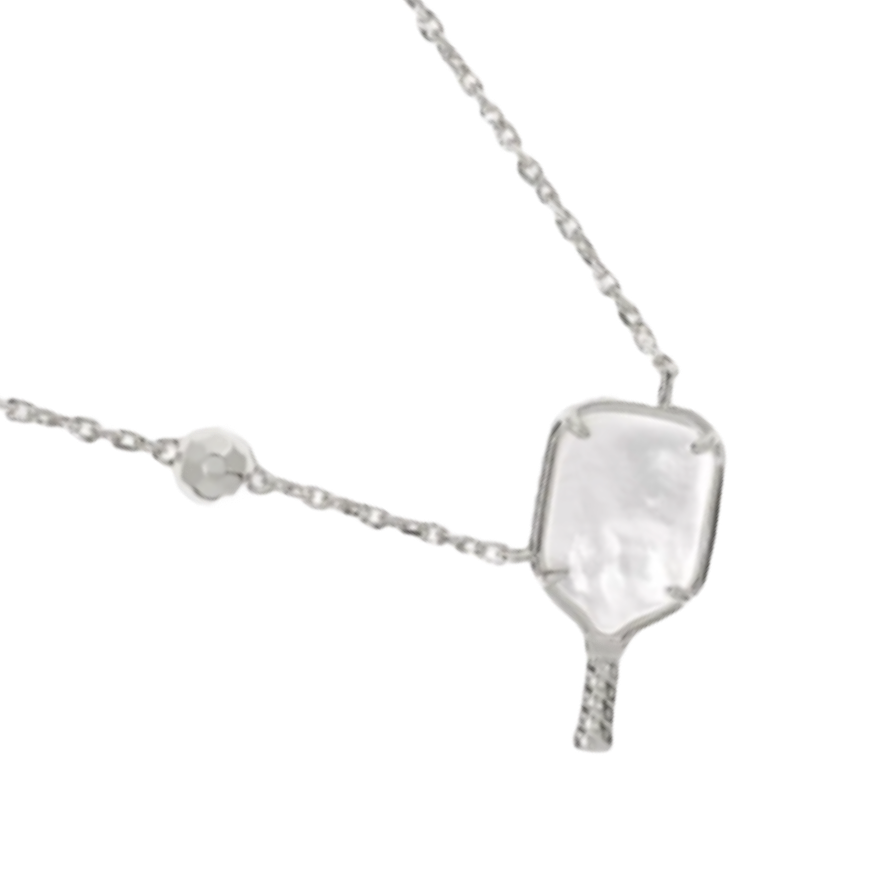 Tiny Silver Pickleball Paddle And Ball Necklace | Pickleball Jewelry | Fun Pickleball Gifts