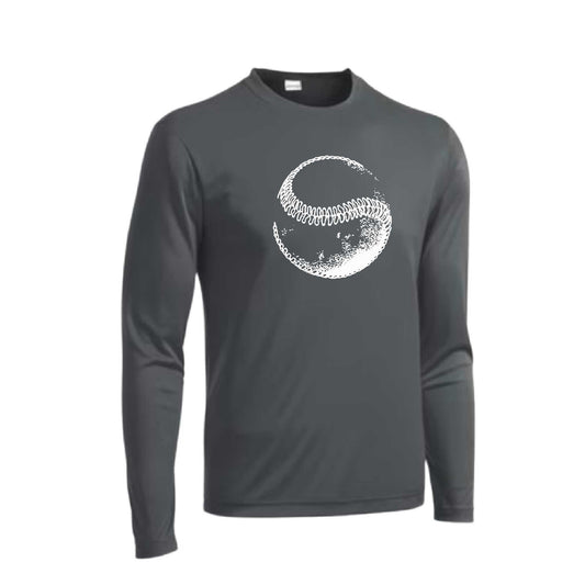 Retro Curveball | Men's Long Sleeve Athletic Baseball Performance T-Shirt | 100% Polyester