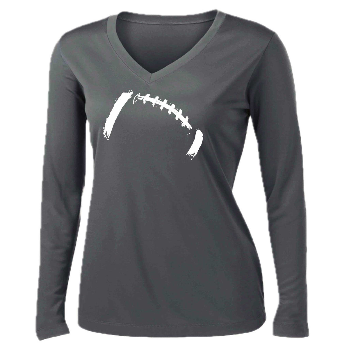 Retro Football | Women’s Long Sleeve V-Neck Football T-Shirt | 100% Polyester