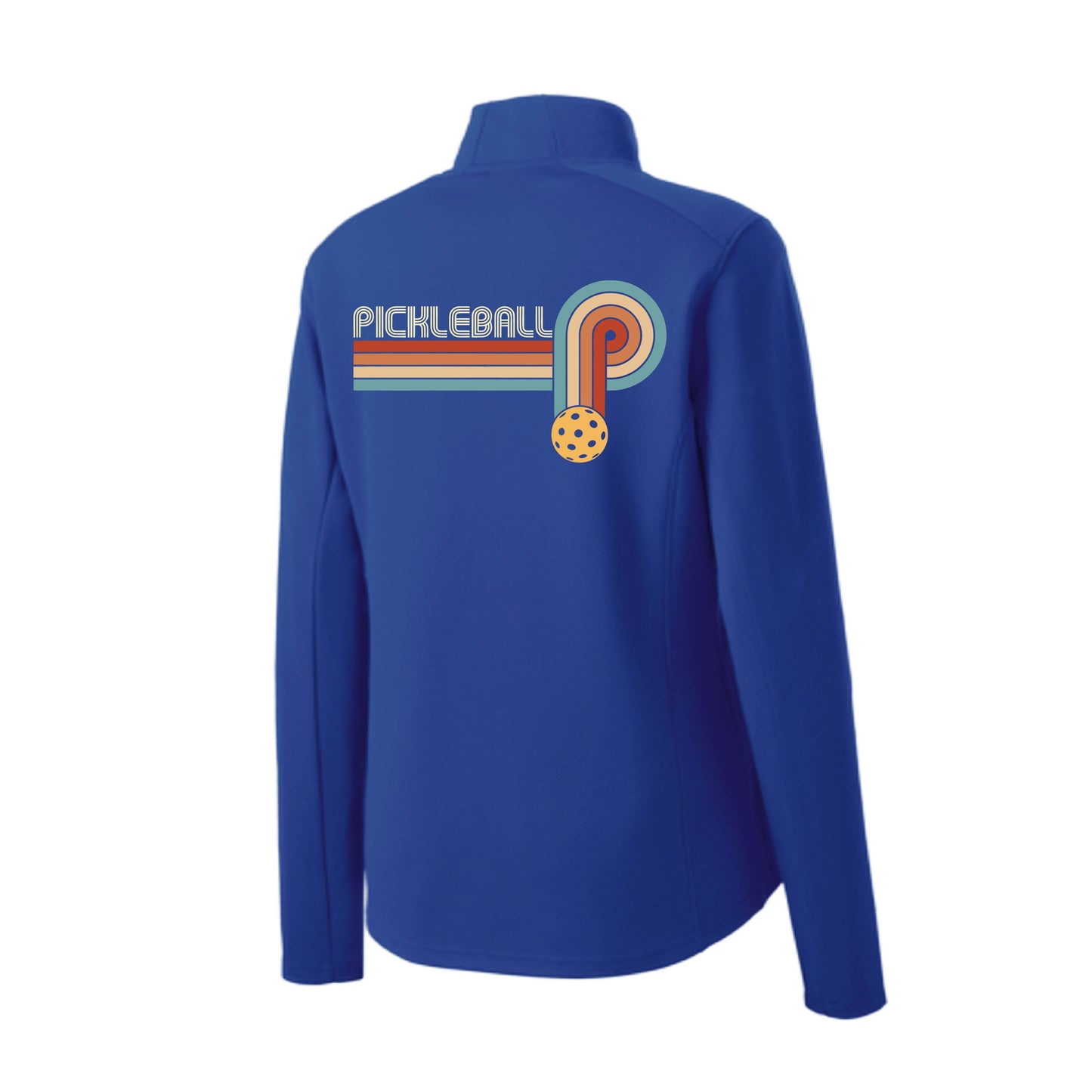 Retro Pickleball | Women's 1/4 Zip Performance Pullover Shirts | 100% Polyester