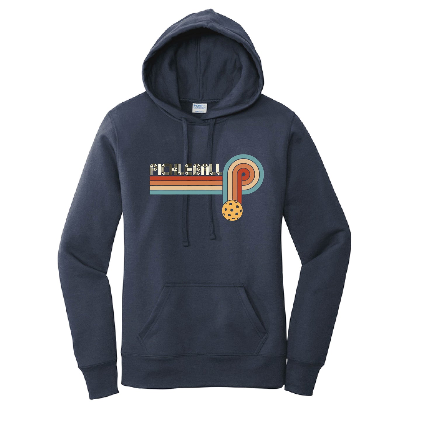 Retro Pickleball | Women’s Fitted Hoodie Pickleball Sweatshirt | 50% Cotton 50% Poly Fleece