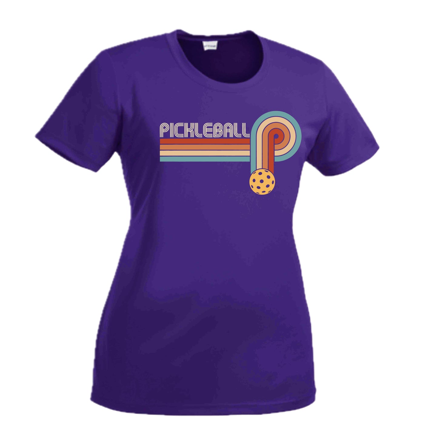 Retro Pickleball | Women's Short Sleeve Crewneck T-Shirts | 100% Polyester