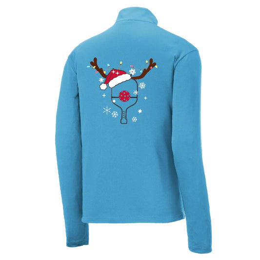 Rudolph The Pickling Reindeer Paddle | Men's 1/4 Zip Long Sleeve Pullover Athletic Performance Shirt | 100% Polyester