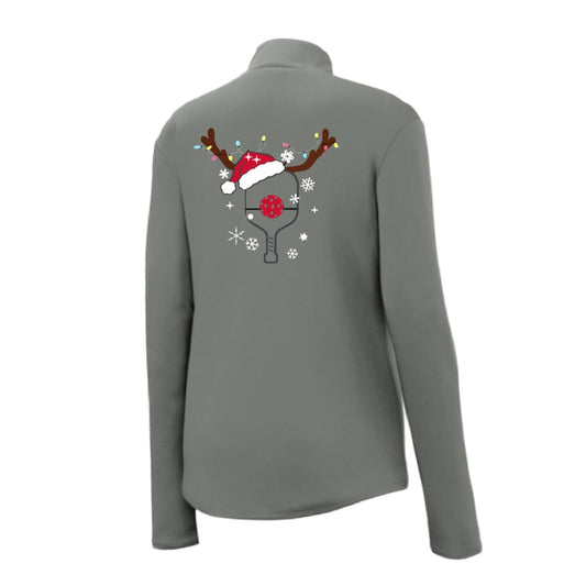 Rudolph The Pickling Reindeer Paddle | Women's 1/4 Zip Pickleball Performance Pullover Shirt | 100% Polyester
