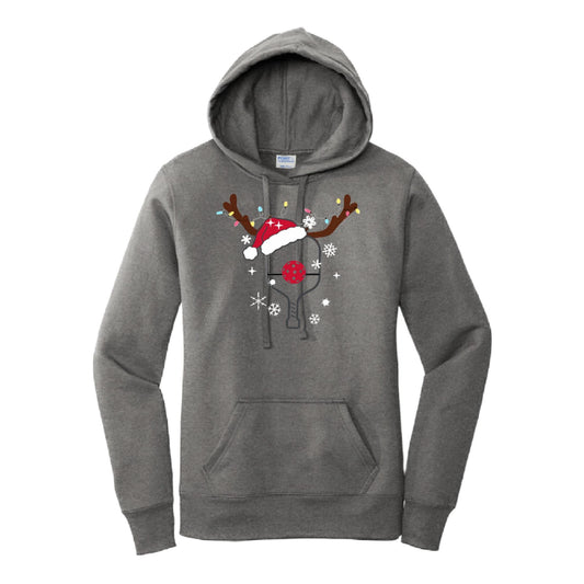 Rudolph The Pickling Reindeer Paddle | Women’s Fitted Hoodie Pickleball Sweatshirt | 50% Cotton 50% Poly Fleece
