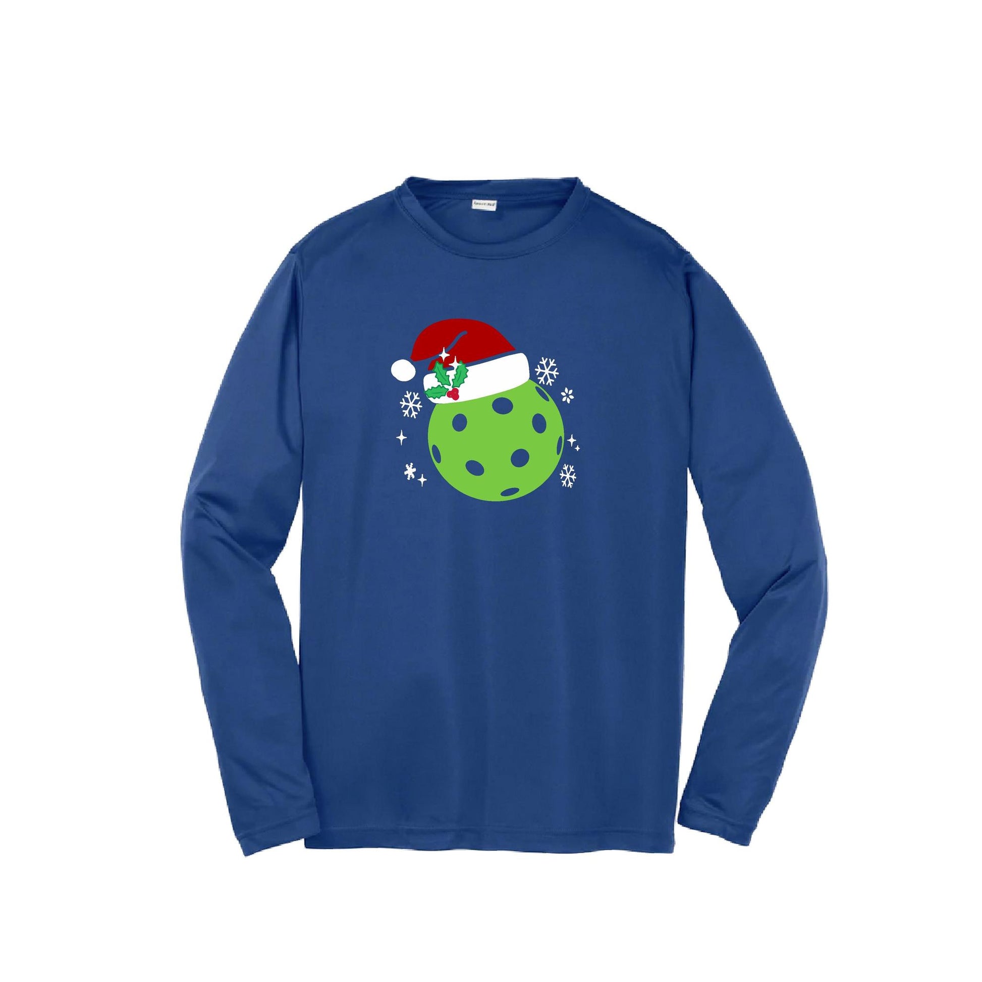 Santa Hat | Youth Long Sleeve Pickleball Performance T-Shirts | 100% Polyester