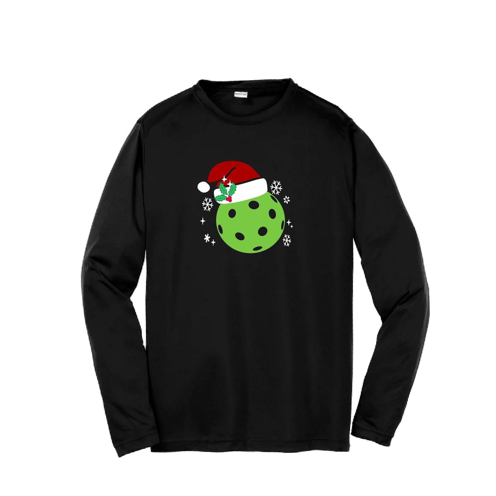 Santa Hat | Youth Long Sleeve Pickleball Performance T-Shirts | 100% Polyester