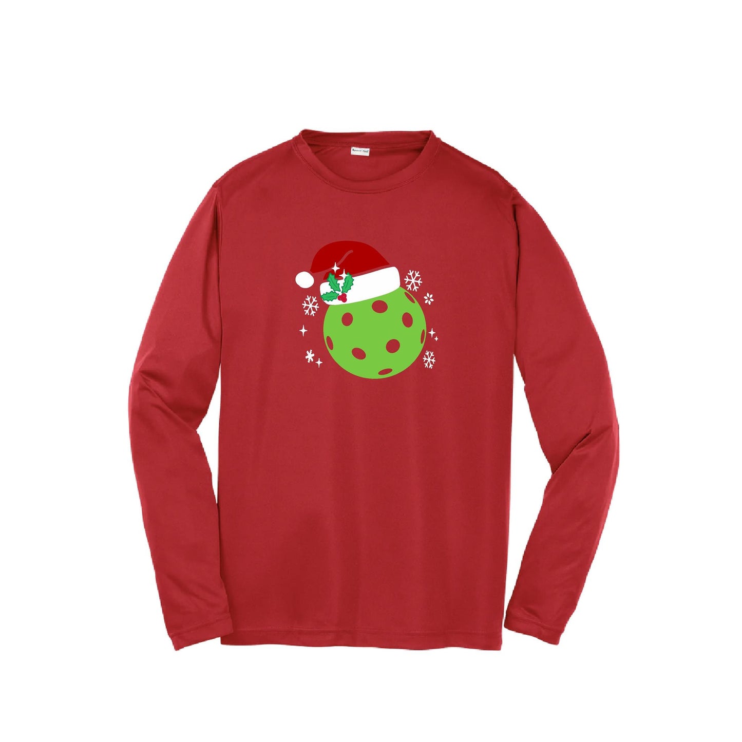Santa Hat | Youth Long Sleeve Pickleball Performance T-Shirts | 100% Polyester