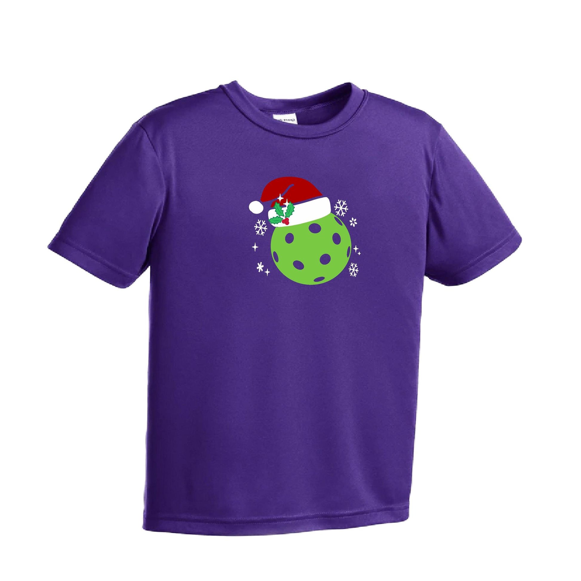 Santa Hat | Youth Short Sleeve Pickleball Performance T-Shirts | 100% Polyester