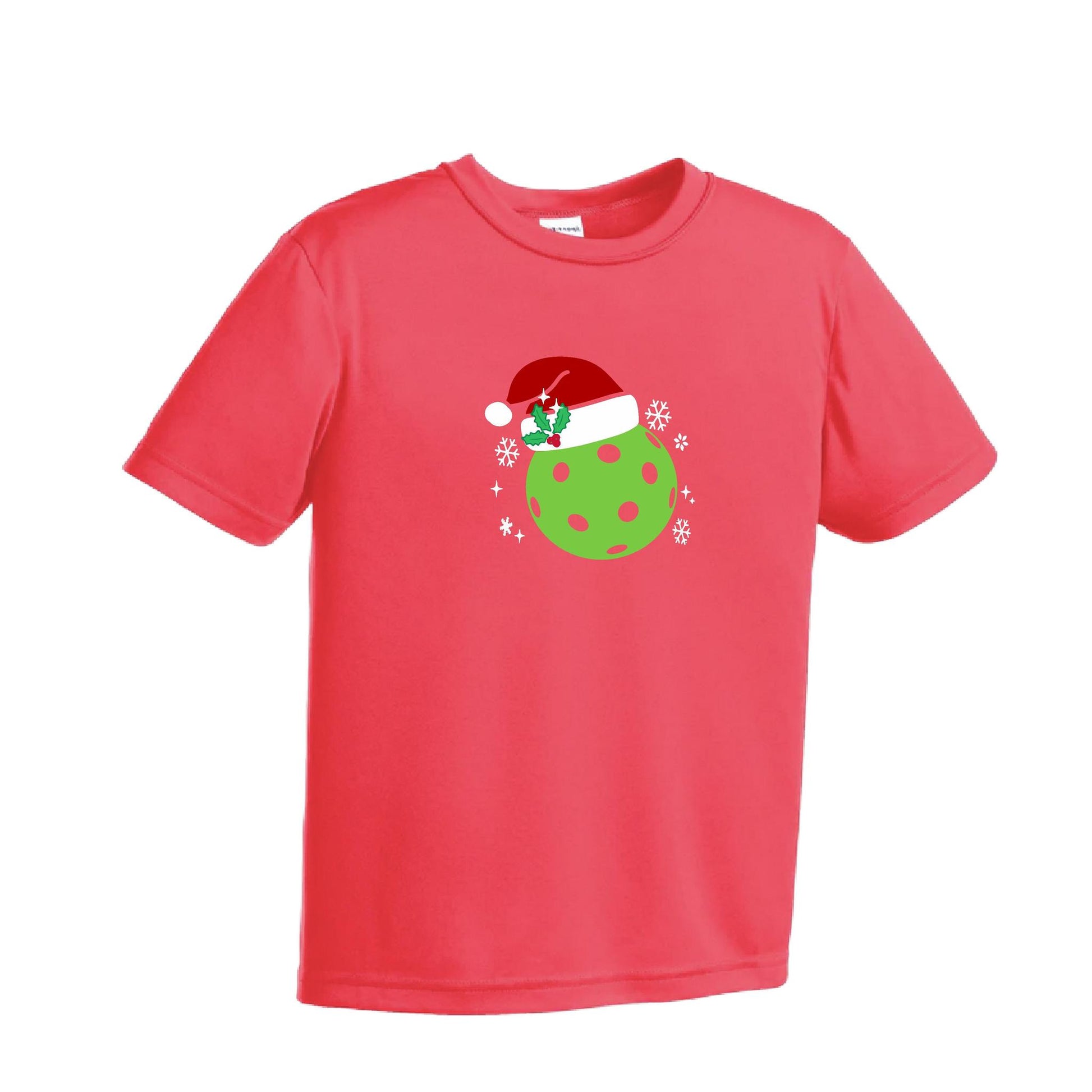 Santa Hat | Youth Short Sleeve Pickleball Performance T-Shirts | 100% Polyester