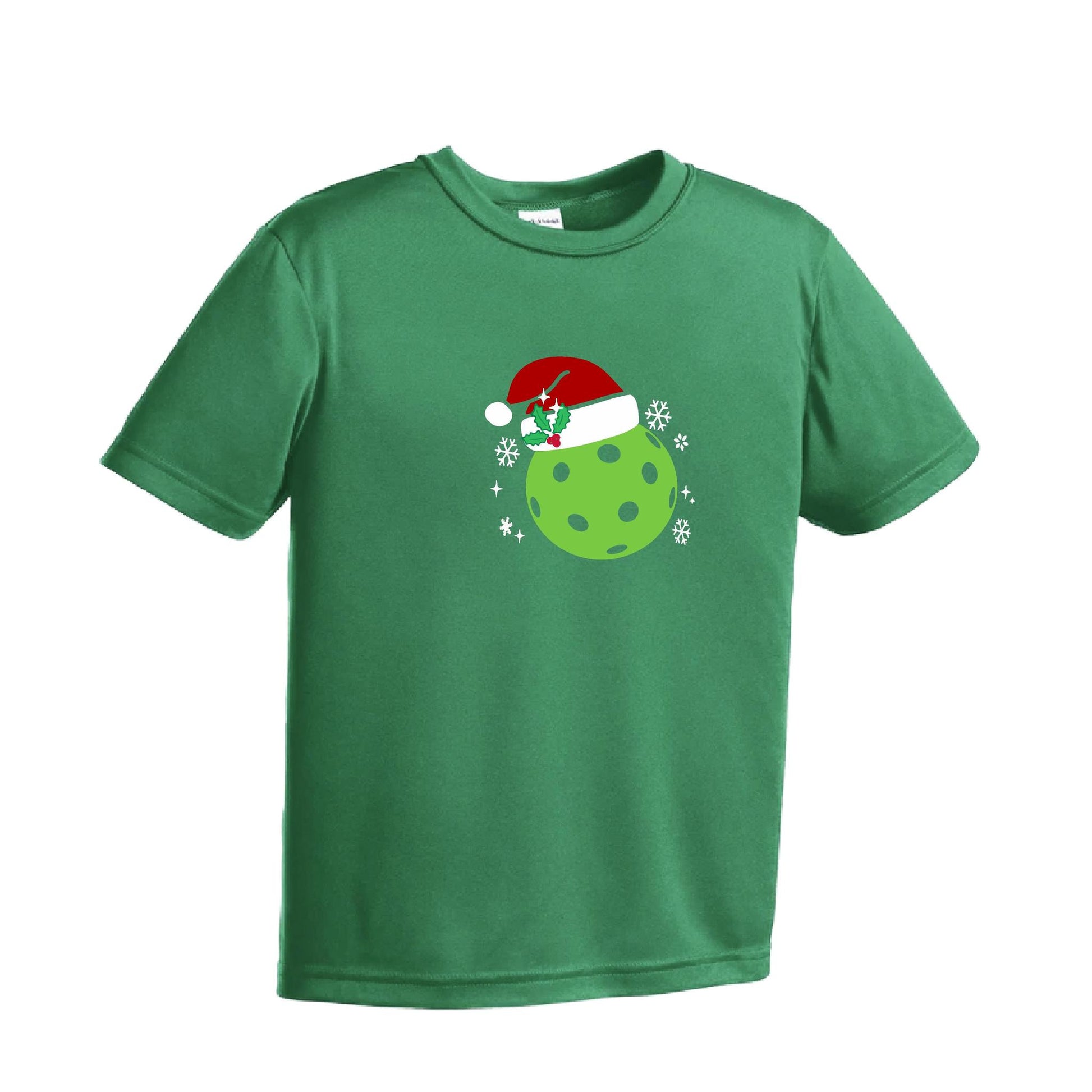 Santa Hat | Youth Short Sleeve Pickleball Performance T-Shirts | 100% Polyester