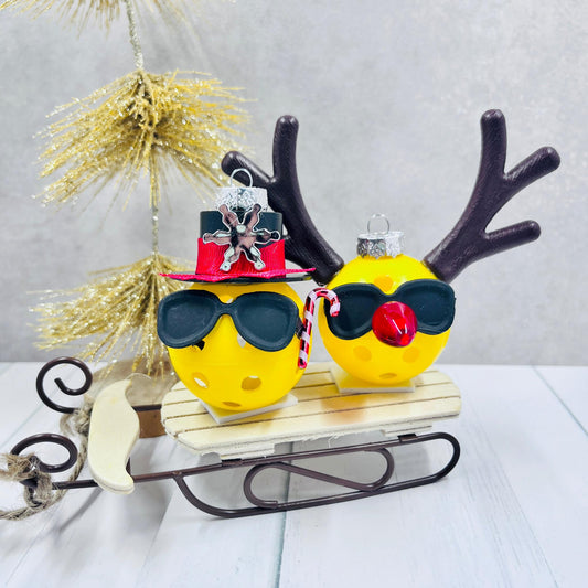 Santa & Reindeer Pickleball Ornaments Pickleball Christmas Gifts And Decor