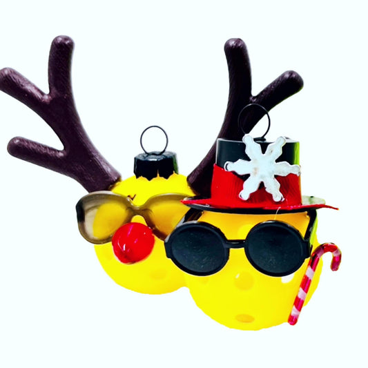 Santa & Reindeer Pickleball Ornaments | Pickleball Christmas Gifts And Decor