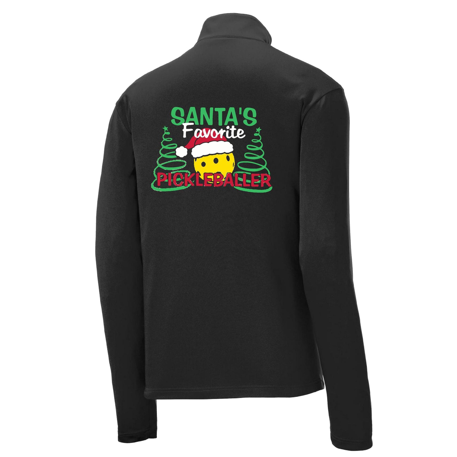 Santa's Favorite Pickleballer | Men's 1/4 Zip Long Sleeve Pullover Athletic Performance Shirt | 100% Polyester