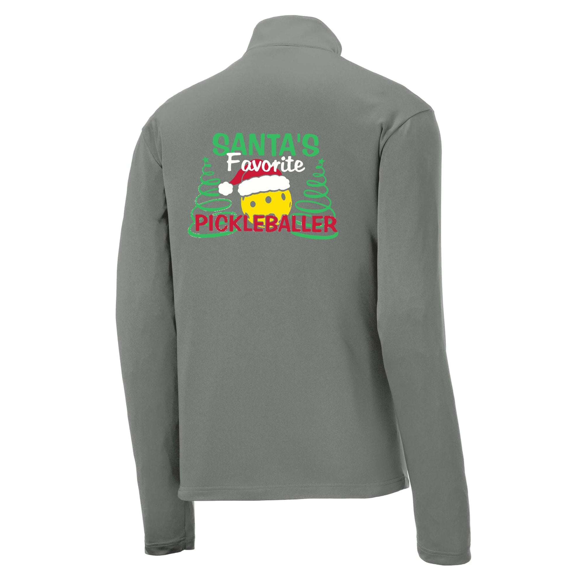 Santa's Favorite Pickleballer | Men's 1/4 Zip Long Sleeve Pullover Athletic Performance Shirt | 100% Polyester