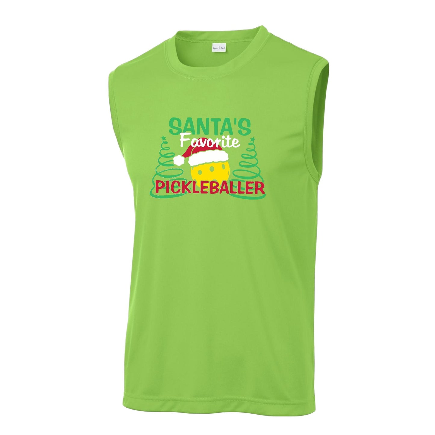 Santa's Favorite Pickleballer | Men's Sleeveless Athletic Performance T-Shirt | 100% Polyester
