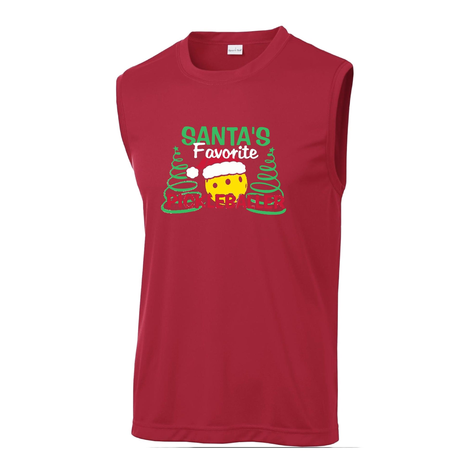 Santa's Favorite Pickleballer | Men's Sleeveless Athletic Performance T-Shirt | 100% Polyester
