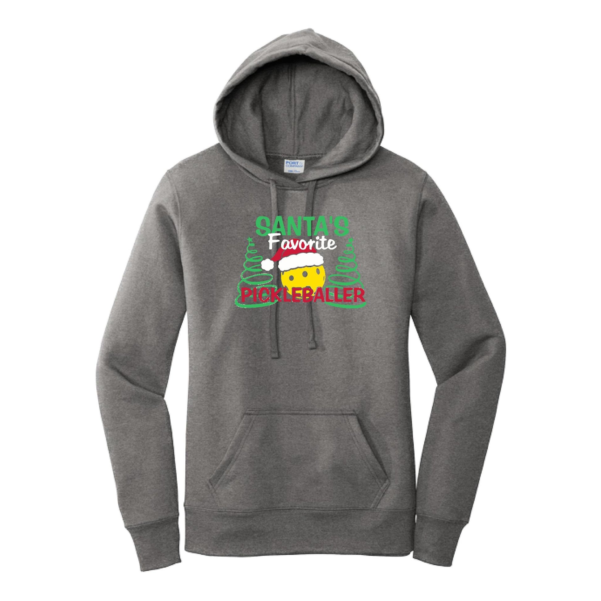 Santa's Favorite Pickleballer | Women’s Fitted Hoodie Pickleball Sweatshirt | 50% Cotton 50% Poly Fleece