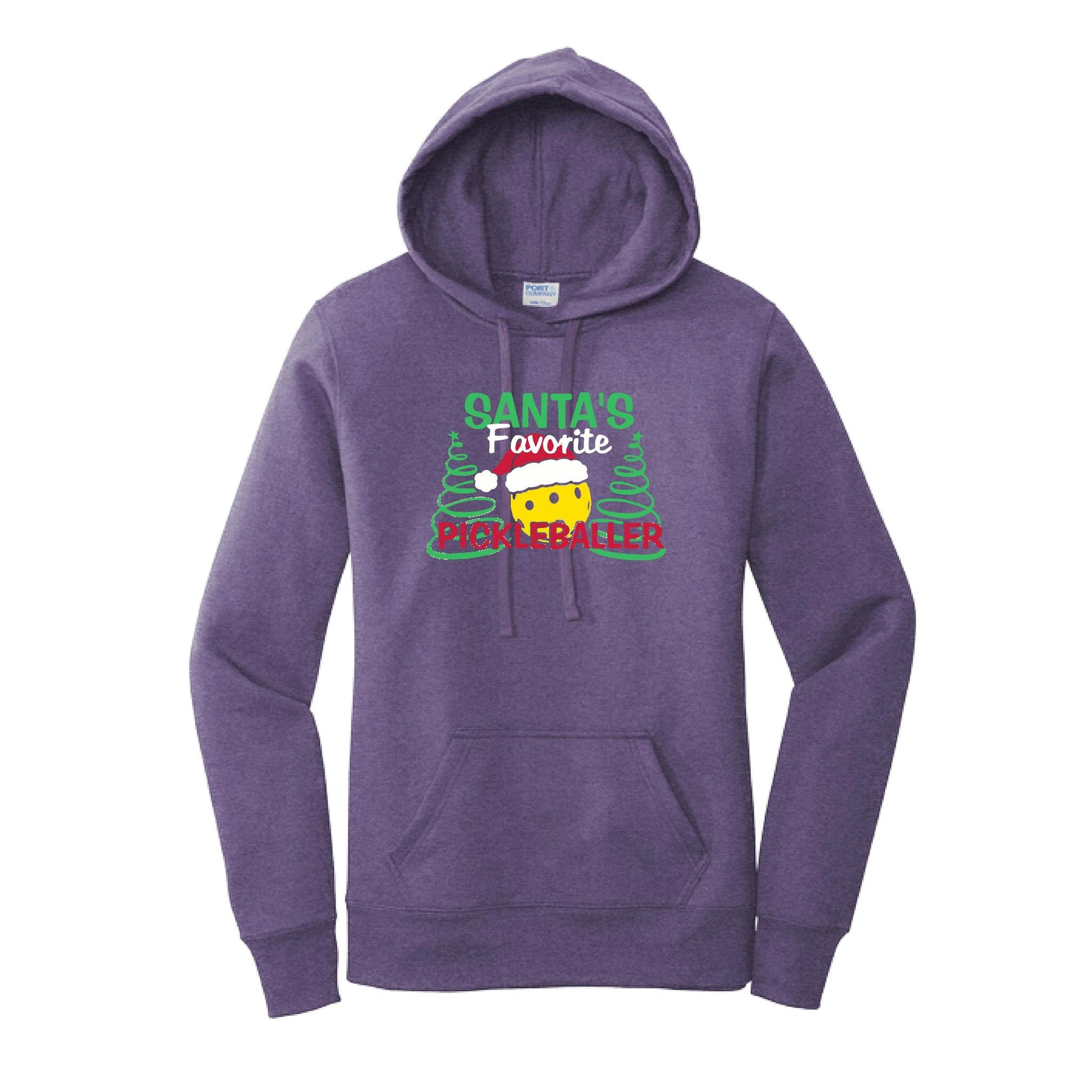 Santa's Favorite Pickleballer | Women’s Fitted Hoodie Pickleball Sweatshirt | 50% Cotton 50% Poly Fleece