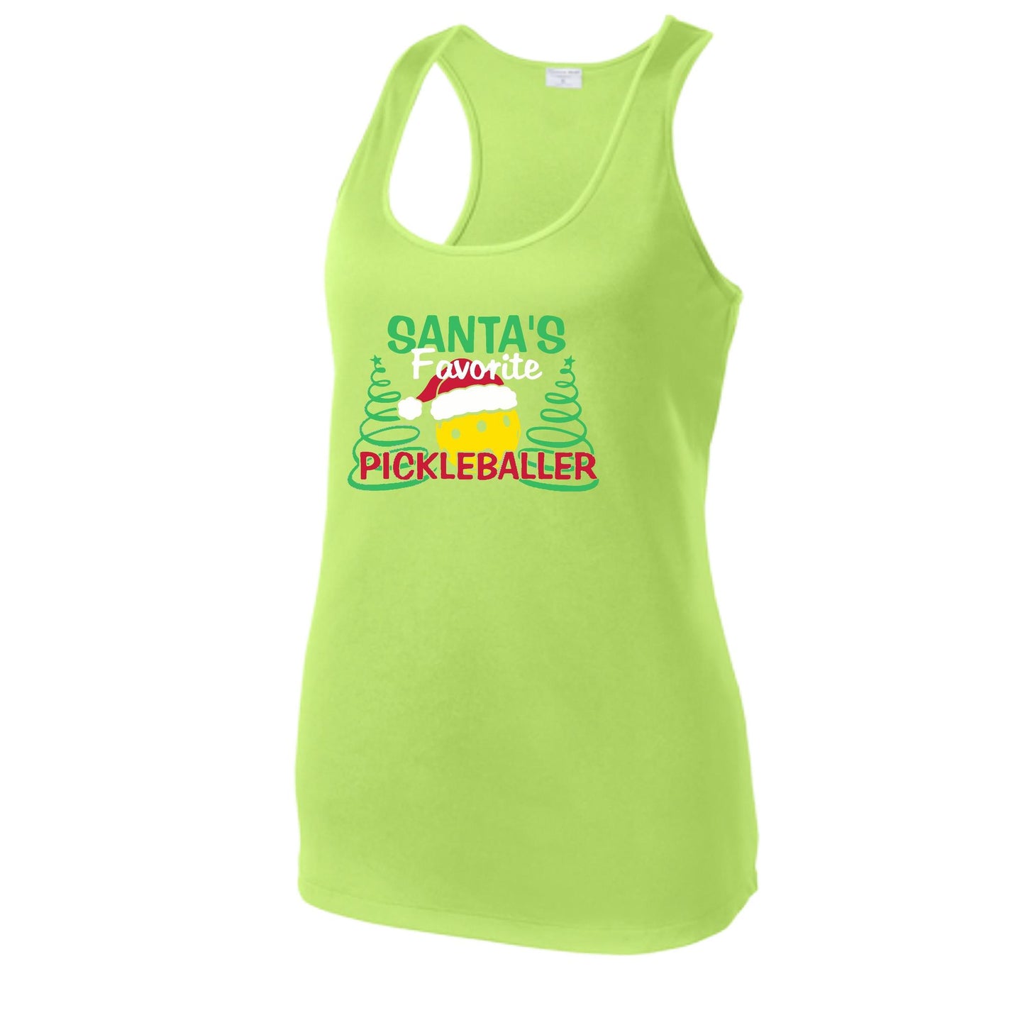 Santa's Favorite Pickleballer | Women's Racerback Pickleball Performance Tank | 100% Polyester