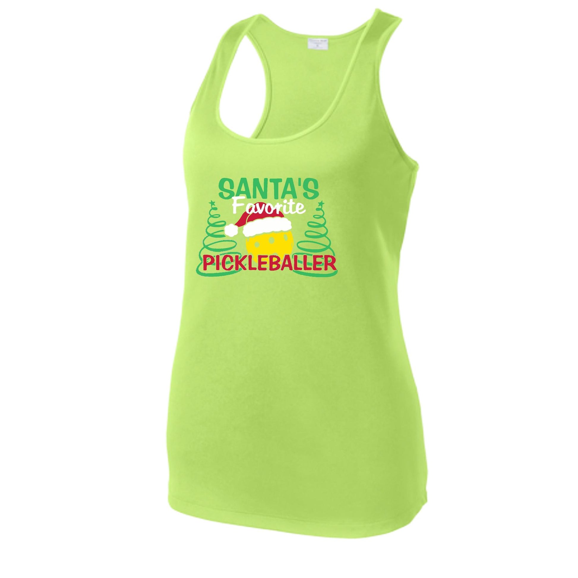 Santa's Favorite Pickleballer | Women's Racerback Pickleball Performance Tank | 100% Polyester