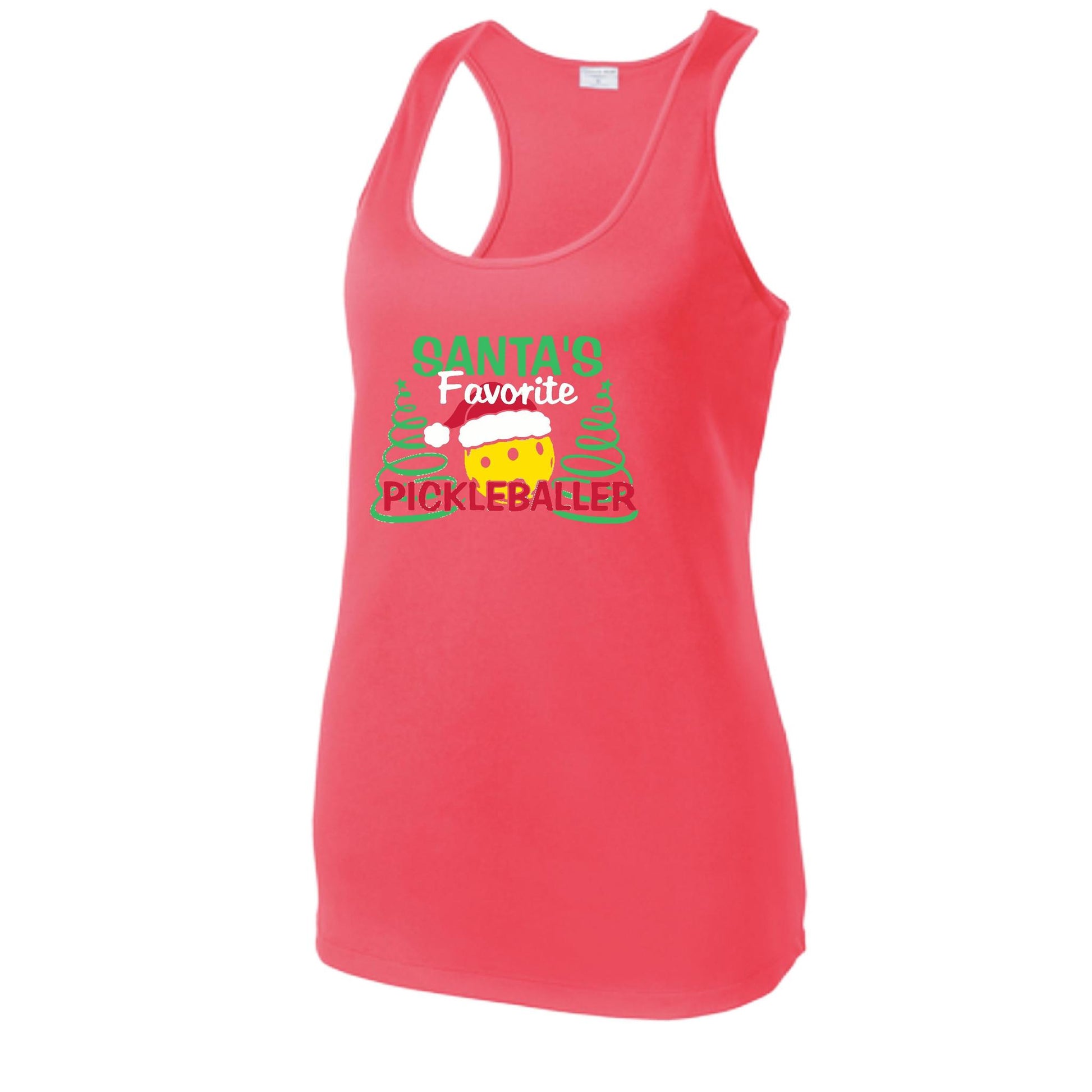 Santa's Favorite Pickleballer | Women's Racerback Pickleball Performance Tank | 100% Polyester