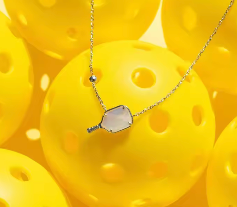 Tiny Silver Pickleball Paddle And Ball Necklace | Pickleball Jewelry | Fun Pickleball Gifts