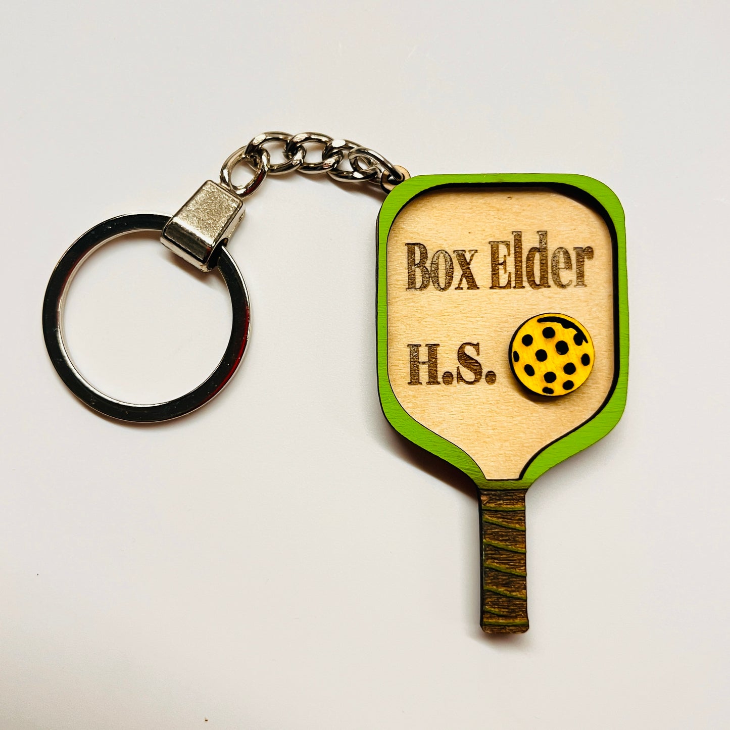 Set of 10 Box Elder Custom Pickleball Paddle Keychain Personalized Balsa Wood Keychain Pickleball Player Gift Pickleball Team Gift Paddle Bag Charm