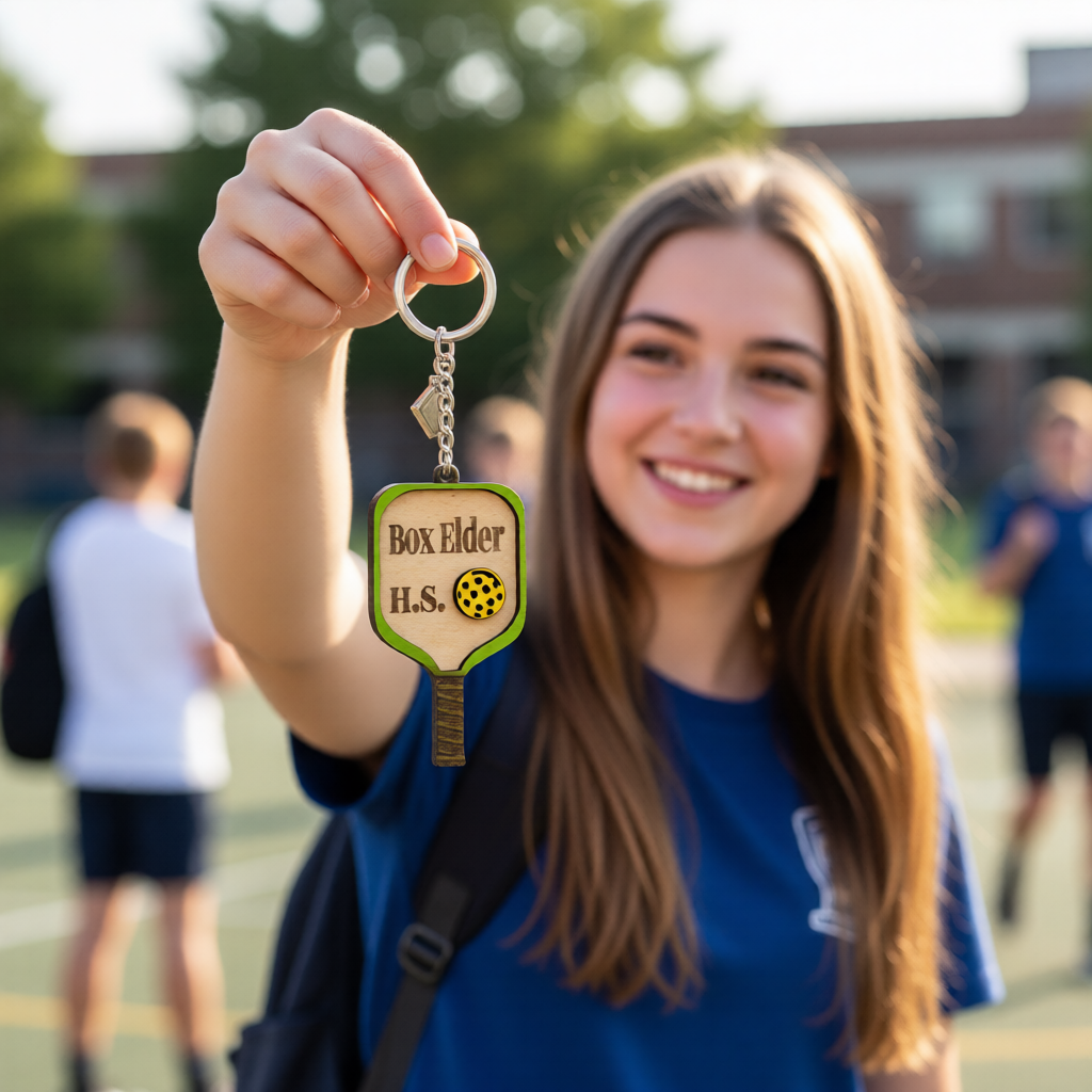 Set of 10 Box Elder Custom Pickleball Paddle Keychain Personalized Balsa Wood Keychain Pickleball Player Gift Pickleball Team Gift Paddle Bag Charm