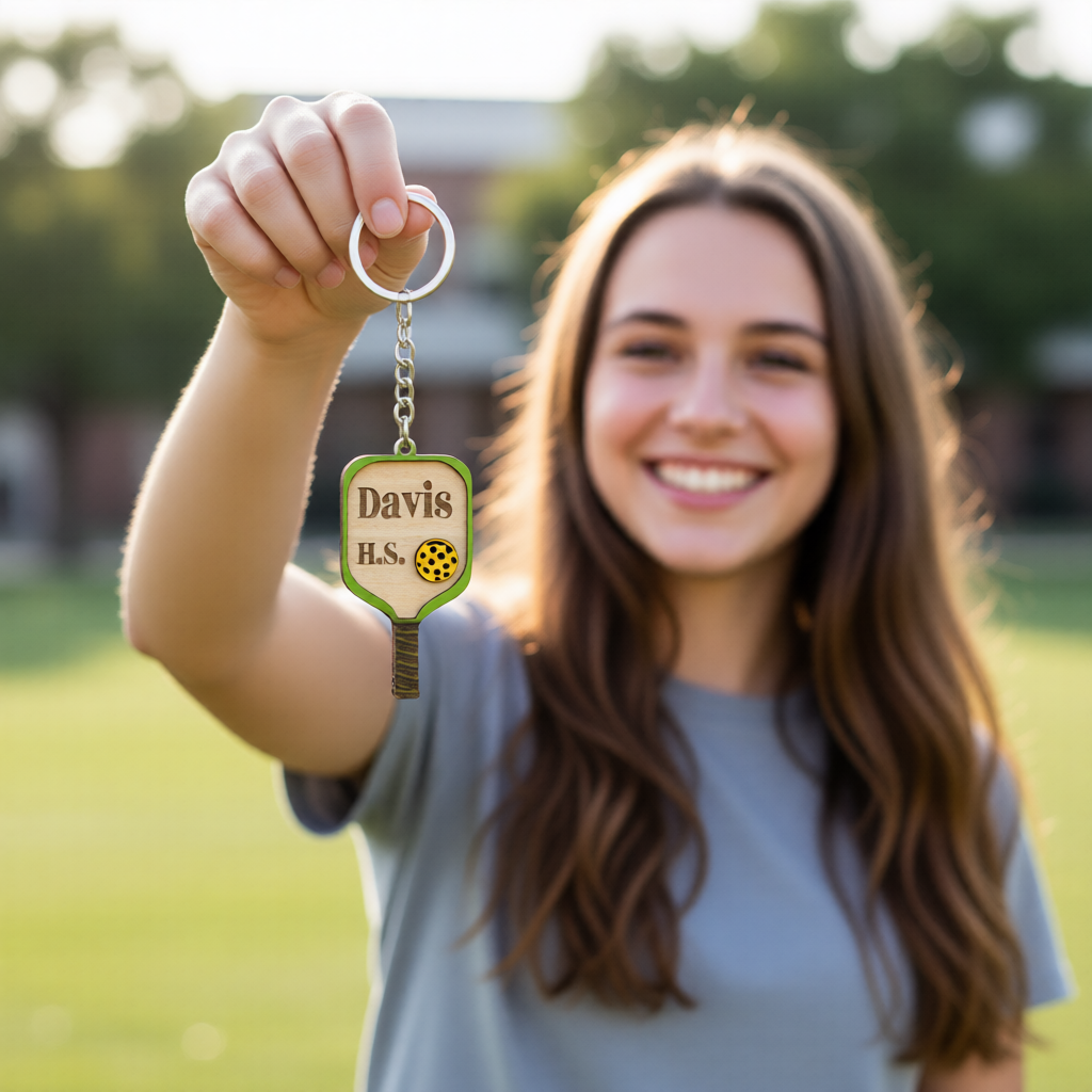 Set of 10 Davis Custom Pickleball Paddle Keychain, Personalized Balsa Wood Keychain, Pickleball Player Gift, Pickleball Team Gift, Paddle Bag Charm