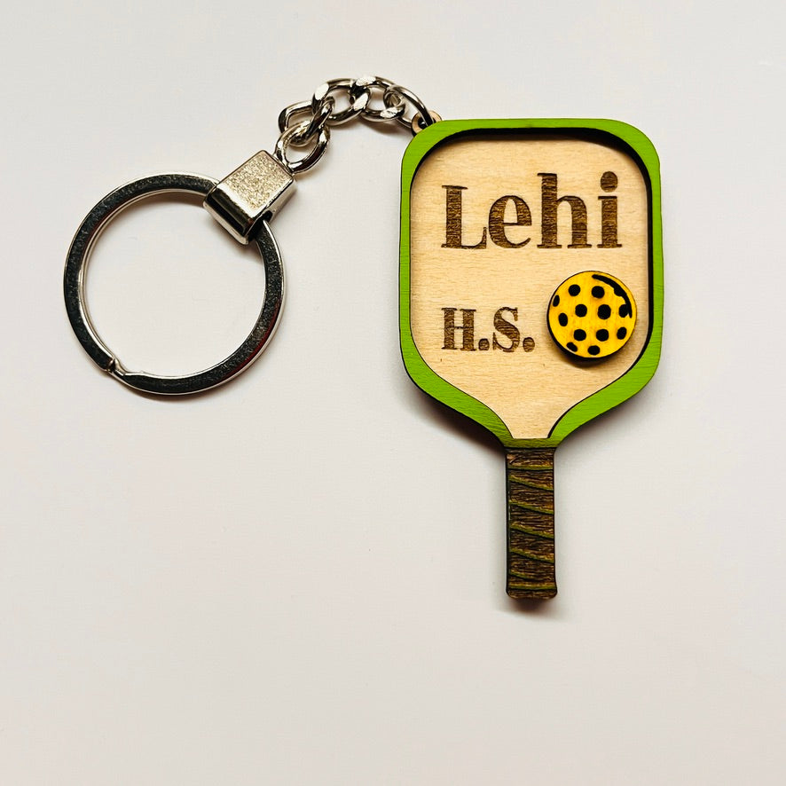 Set of 10 Lehi Custom Pickleball Paddle Keychain, Personalized Balsa Wood Keychain, Pickleball Player Gift, Pickleball Team Gift, Paddle Bag Charm