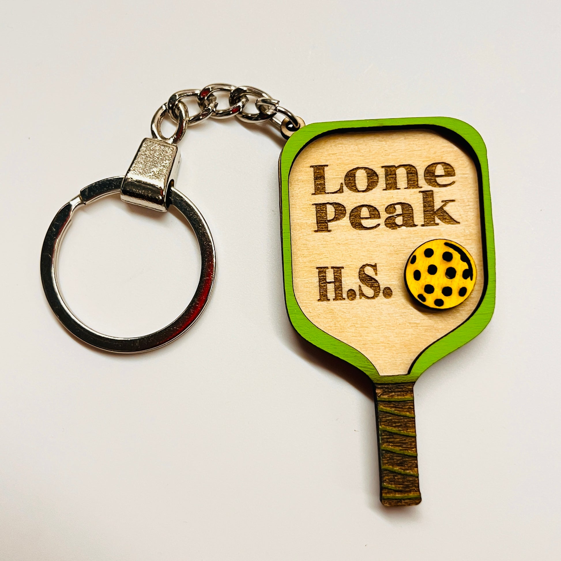 Set of 10 Lone Peak Custom Pickleball Paddle Keychain Personalized Balsa Wood Keychain Pickleball Player Gift Pickleball Team Gift Paddle Bag Charm