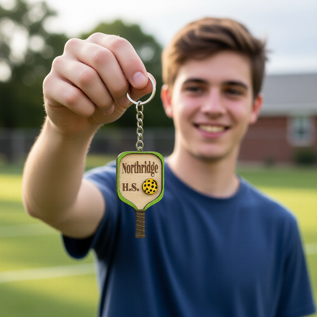 Set of 10 Northridge Custom Pickleball Paddle Keychain, Personalized Balsa Wood Keychain, Pickleball Player Gift, Pickleball Team Gift, Paddle Bag Charm