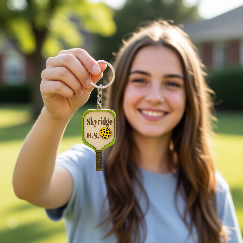 Set of 10 Skyridge Custom Pickleball Paddle Keychain Personalized Balsa Wood Keychain Pickleball Player Gift Pickleball Team Gift Paddle Bag Charm