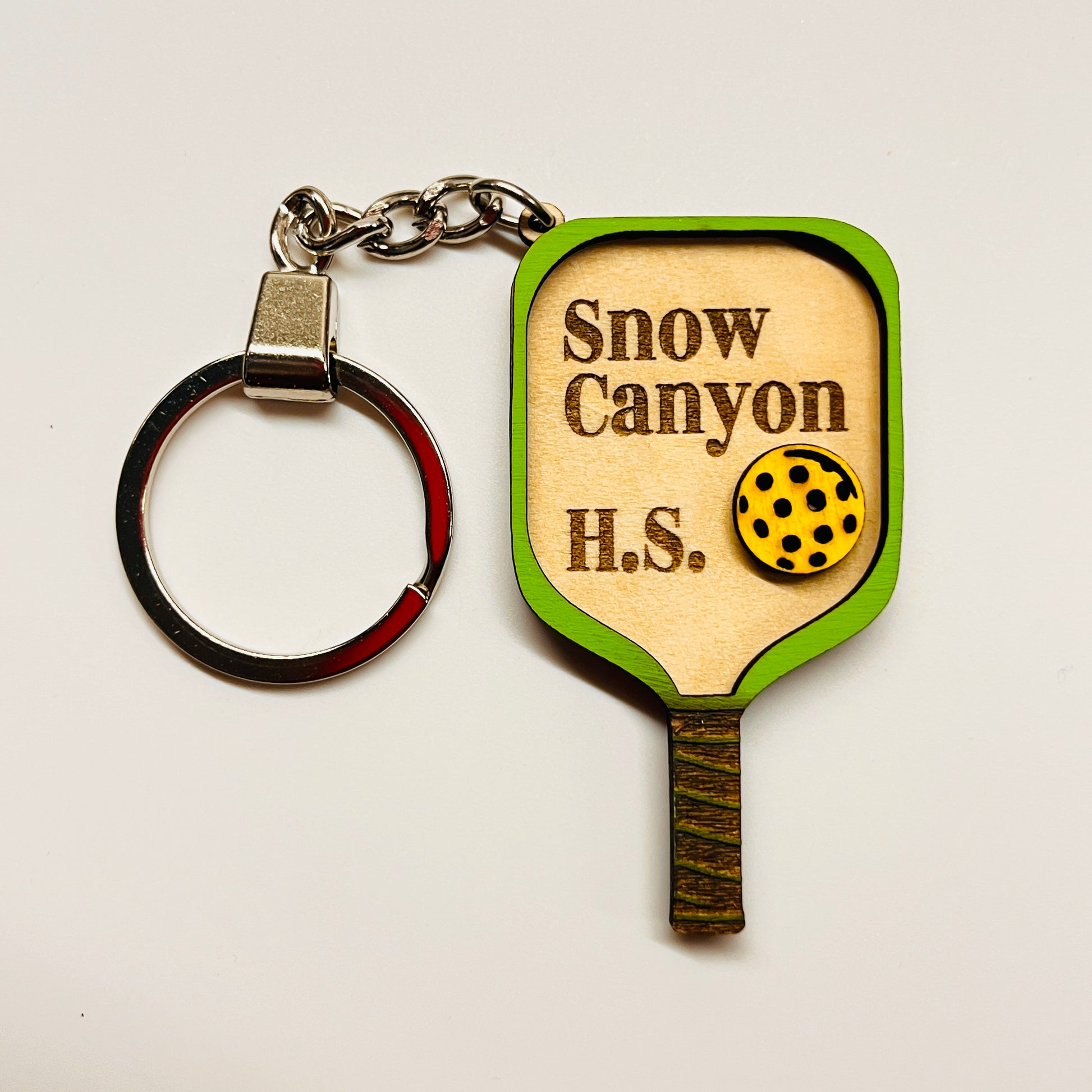 Set of 10 Snow Canyon Custom Pickleball Paddle Keychain Personalized Balsa Wood Keychain Pickleball Player Gift Pickleball Team Gift Paddle Bag Charm