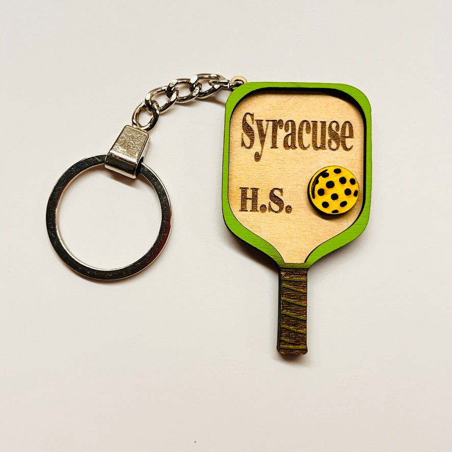 Set of 10 Syracuse Custom Pickleball Paddle Keychain, Personalized Balsa Wood Keychain, Pickleball Player Gift, Pickleball Team Gift, Paddle Bag Charm