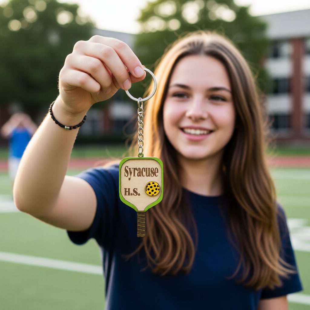 Set of 10 Syracuse Custom Pickleball Paddle Keychain, Personalized Balsa Wood Keychain, Pickleball Player Gift, Pickleball Team Gift, Paddle Bag Charm