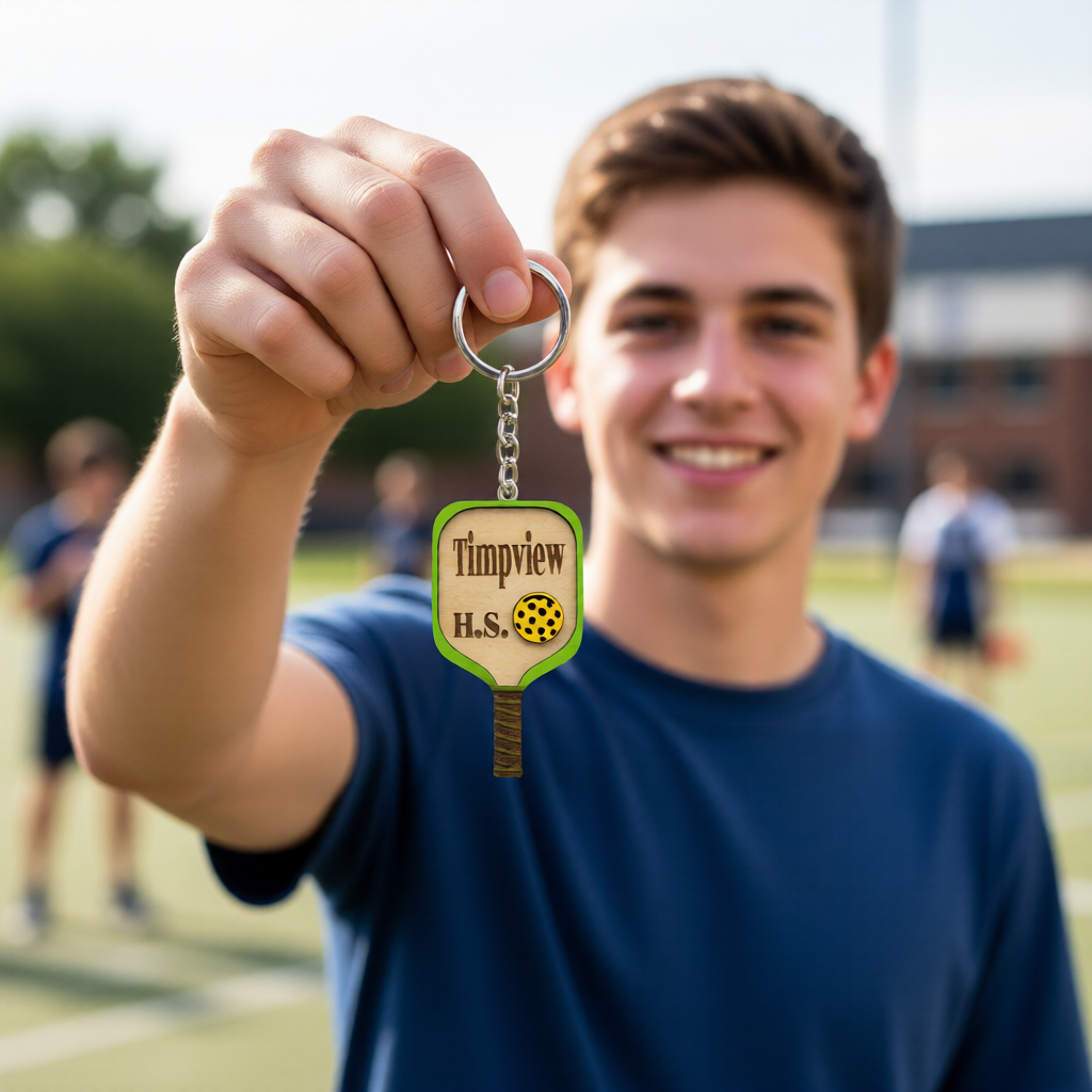 Set of 10 Timpview Custom Pickleball Paddle Keychain, Personalized Balsa Wood Keychain, Pickleball Player Gift, Pickleball Team Gift, Paddle Bag Charm