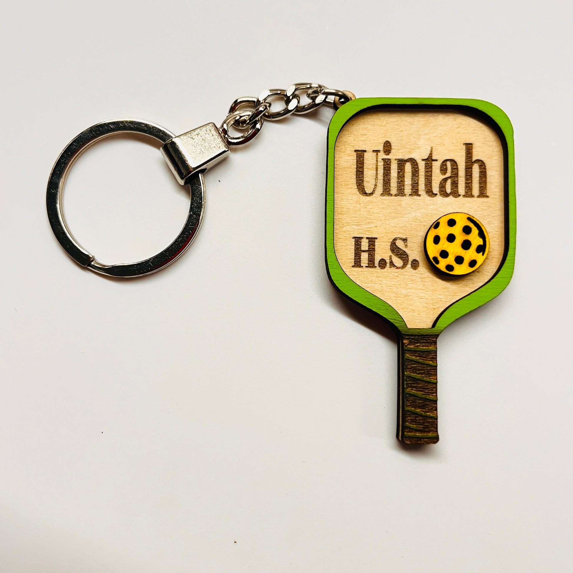Set of 10 Uintah Custom Pickleball Paddle Keychain Personalized Balsa Wood Keychain Pickleball Player Gift Pickleball Team Gift Paddle Bag Charm